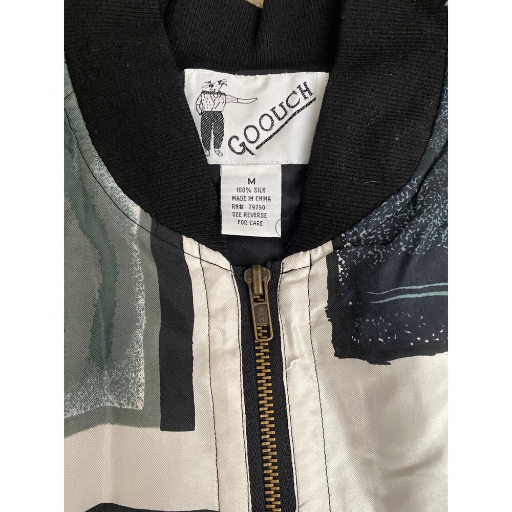 NWOT GOOUCH Bomber Jacket Silk Pop Art 80' 90' Abstract M Men's - Picture 6 of 6